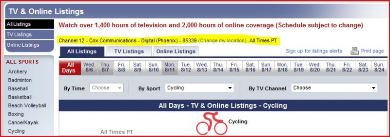 A screen shot of the tv online listing.