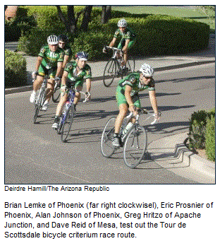 A group of people riding bicycles.